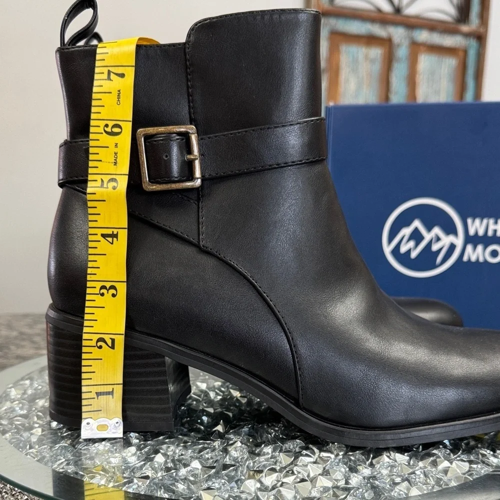 White Mountain Women's Black Ankle Booties with Buckle
